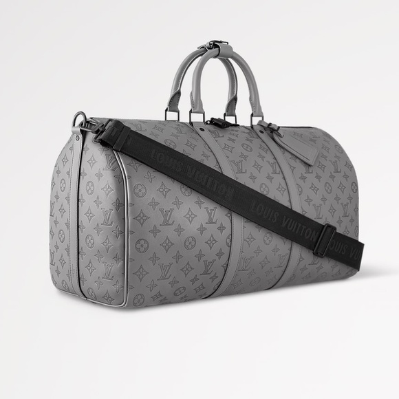Louis Vuitton Black and Gray Monogram Duffel Bag | Keepall Bandoulière 50 - Picture 2 of 2